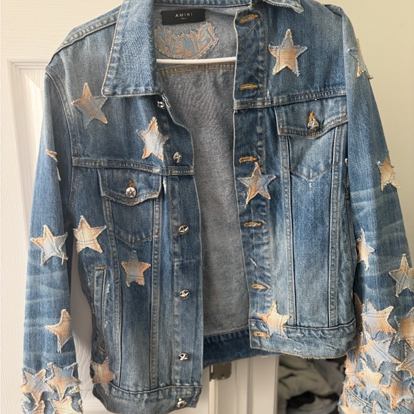 AMIRI Blue and Cream Star Jean Jacket - Picture 1 of 3